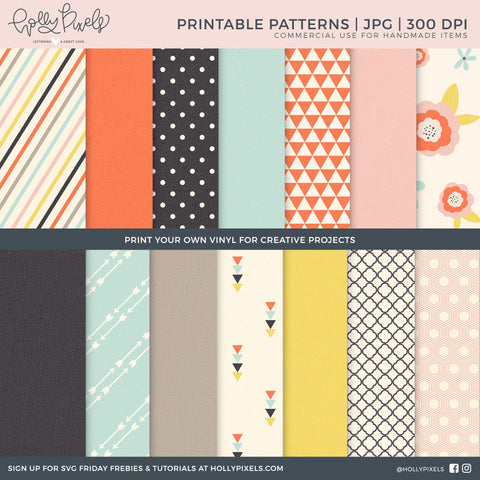 Printable Vinyl Patterns | Printable Backgrounds | Right Now So Fontsy Design Shop 