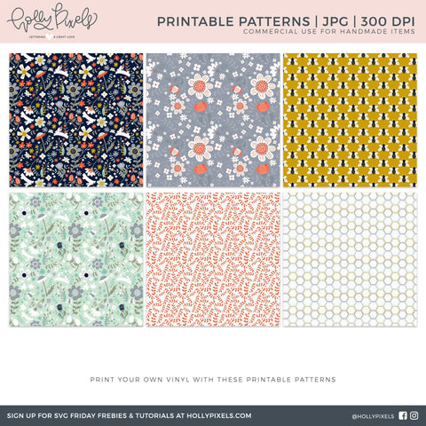 Printable Vinyl Patterns | Printable Backgrounds | Spring Revival So Fontsy Design Shop 