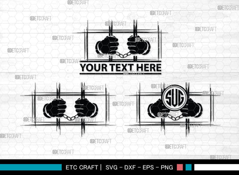 Prisoner Lattice Monogram, Prisoner Lattice Silhouette, Prisoner Lattice SVG, Jail Svg, Prisoner Svg, Police Handcuffs Svg, Hands Holding Prison Bars Svg, SB00477 SVG ETC Craft 