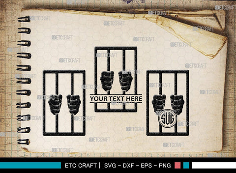 Prisoner Lattice Monogram, Prisoner Lattice Silhouette, Prisoner Lattice SVG, Jail Svg, Prisoner Svg, Police Handcuffs Svg, Hands Holding Prison Bars Svg, SB00477 SVG ETC Craft 