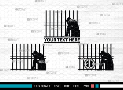 Prisoner Lattice Monogram, Prisoner Lattice Silhouette, Prisoner Lattice SVG, Jail Svg, Prisoner Svg, Police Handcuffs Svg, Hands Holding Prison Bars Svg, SB00477 SVG ETC Craft 