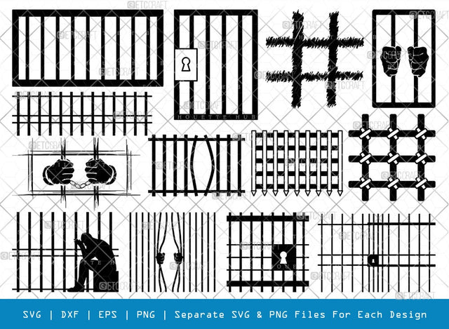 Prisoner Lattice SVG Cut Files | Prisoner Lattice Silhouette | Jail Svg | Prisoner Svg | Police Handcuffs Svg | Hands Holding Prison Bars Svg | Prisoner Lattice Bundle SVG ETC Craft 