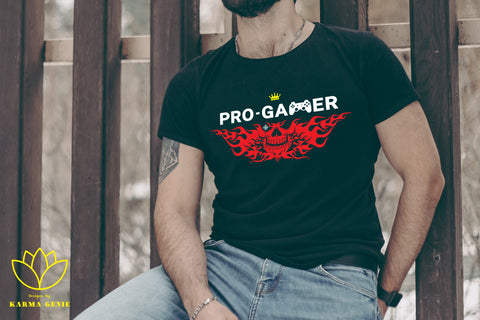 Pro Gamer Flaming Skull Svg Png - Gaming Graphic Design Sublimation SVG Karma Genie Graphics 