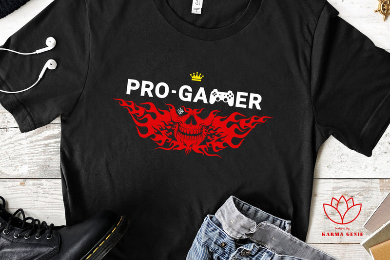 Pro Gamer Flaming Skull Svg Png - Gaming Graphic Design Sublimation SVG Karma Genie Graphics 