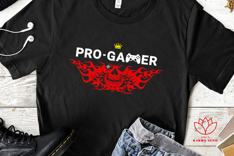 Pro Gamer Flaming Skull Svg Png - Gaming Graphic Design Sublimation SVG Karma Genie Graphics 