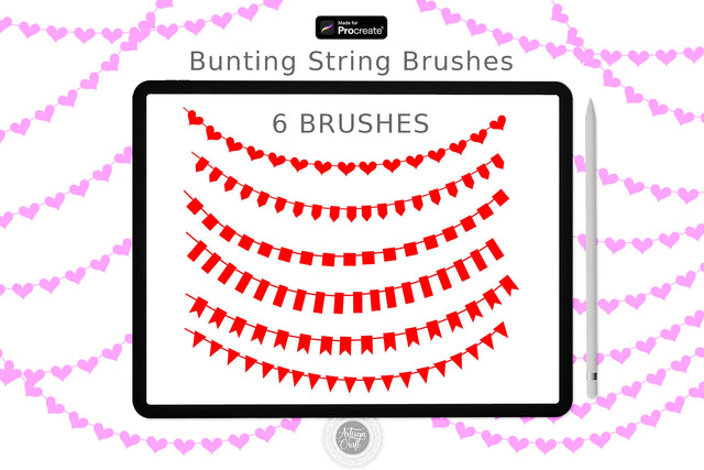 Procreate brush set with heart string bunting SVG Artisan Craft SVG 