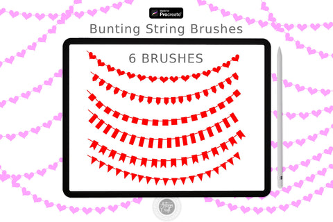 Procreate brush set with heart string bunting SVG Artisan Craft SVG 