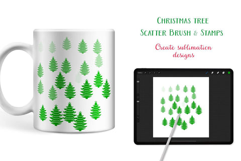 Procreate brushes for Christmas trees, Procreate stamps and scatter SVG Artisan Craft SVG 