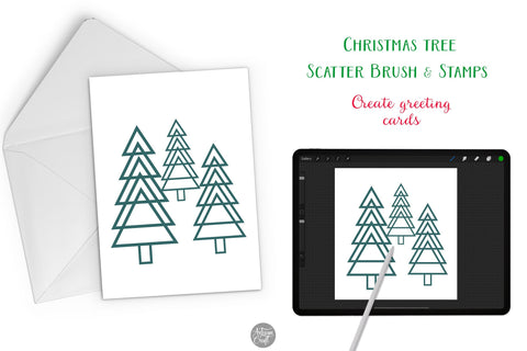 Procreate brushes for Christmas trees, Procreate stamps and scatter SVG Artisan Craft SVG 