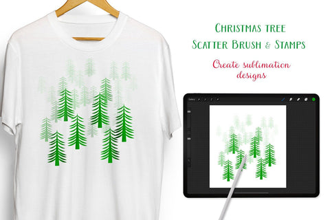 Procreate brushes for Christmas trees, Procreate stamps and scatter SVG Artisan Craft SVG 