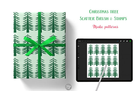 Procreate brushes for Christmas trees, Procreate stamps and scatter SVG Artisan Craft SVG 