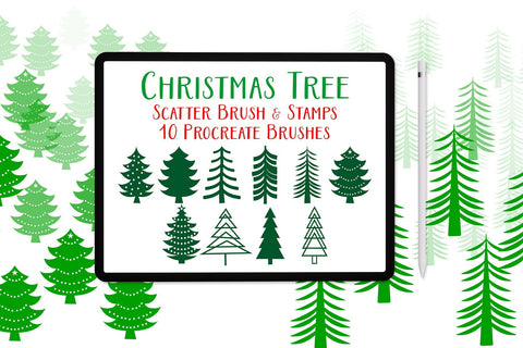 Procreate brushes for Christmas trees, Procreate stamps and scatter SVG Artisan Craft SVG 