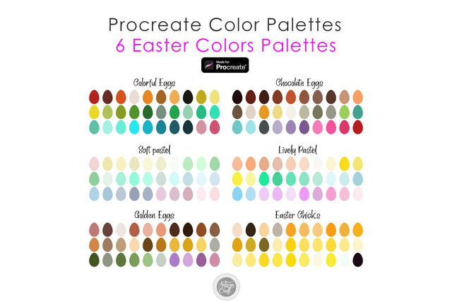 Procreate color palettes for Easter Digital Pattern Artisan Craft SVG 