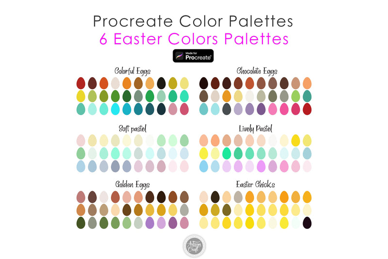 Procreate color palettes for Easter Digital Pattern Artisan Craft SVG 