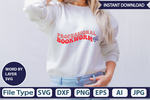 Professional Bookworm SVG Cut File SVG DesignPlante 503 