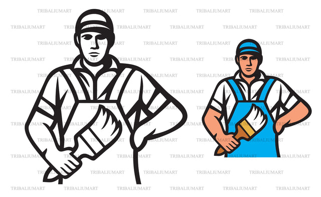 Professional painter holding a paint brush SVG TribaliumArtSF 