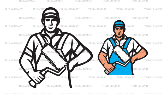 Professional painter holding a paint roller SVG TribaliumArtSF 