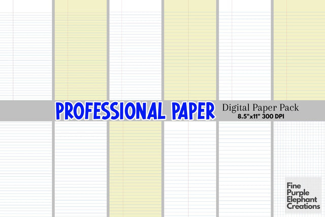 Professional Paper | Writing Sheets Digital Pattern Fine Purple Elephant Creations 