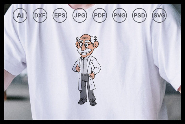 Professor old man cartoon character design illustration SVG Leamsign Studio 