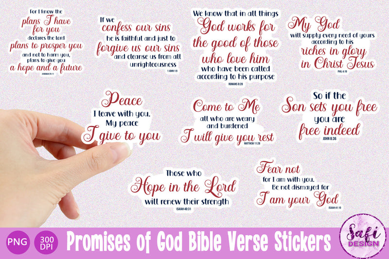 Promises of God Bible Verse Printable Stickers - So Fontsy