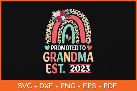 Promoted To Grandma Est 2023 Leopard Rainbow Mother's Day Svg File SVG artprintfile 