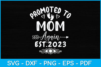 Promoted To Mom Again Est 2023 Funny Mother's Day Svg Design SVG artprintfile 
