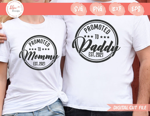 Promoted to Mommy Promoted to Daddy - SVG, PNG, DXF, EPS SVG Elsie Loves Design 