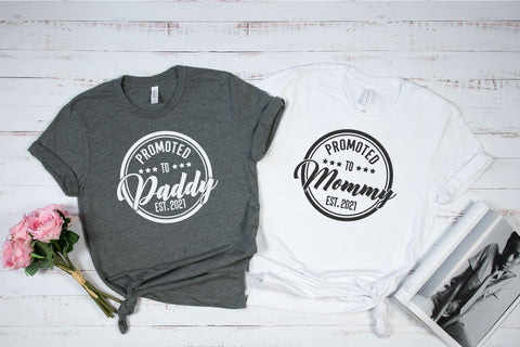 Promoted to Mommy Promoted to Daddy - SVG, PNG, DXF, EPS SVG Elsie Loves Design 