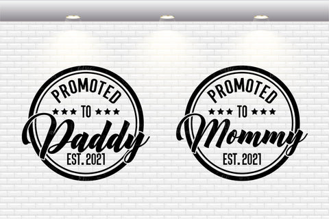 Promoted to Mommy Promoted to Daddy - SVG, PNG, DXF, EPS SVG Elsie Loves Design 