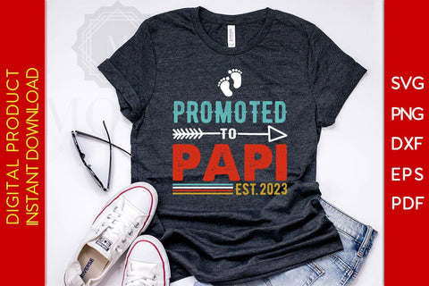 Promoted To Papi Est 2023 Father's Day SVG PNG PDF Cut File SVG Creativedesigntee 