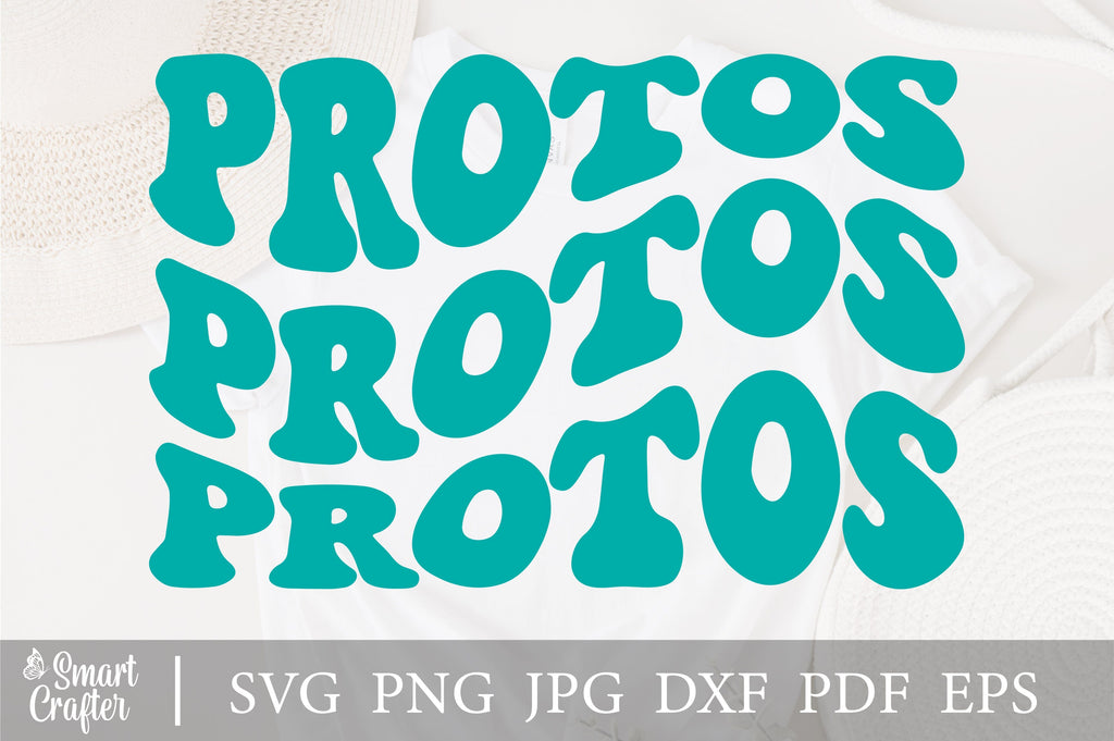 Protos svg, wavy style Stacked EPS PNG Cricut Instant Download - So Fontsy