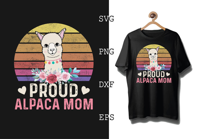 Proud Alpaca Mom Svg, Alpaca Svg, Cute Llama Svg, Girl Llama, Svg SVG DesignTShirt 