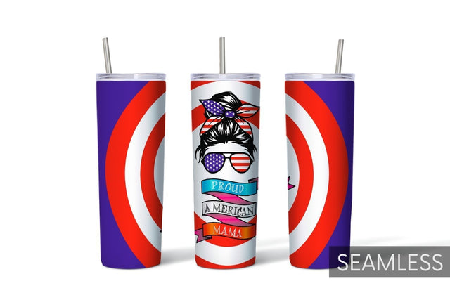 Proud American Mama Tumbler Sublimation Sublimation SvgOcean 