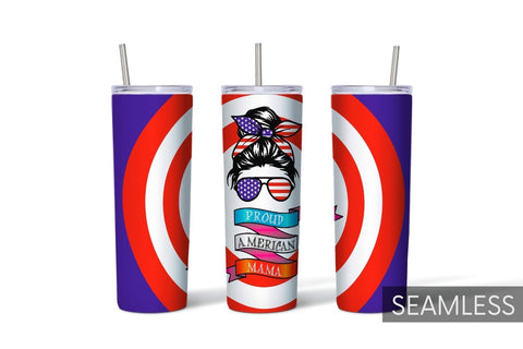 Proud American Mama Tumbler Sublimation Sublimation SvgOcean 