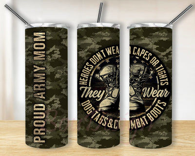 Proud Army Mom Tumbler Png, Army 20oz Skinny Tumbler, Camo Tumbler Wrap, Veteran Shoes Design Png, Mothers Day Gift, Digital Download Sublimation BouDesign 