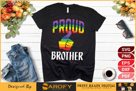 Proud brother funny LGBTQ gay pride month vector rainbow SVG SVG Sarofydesign 