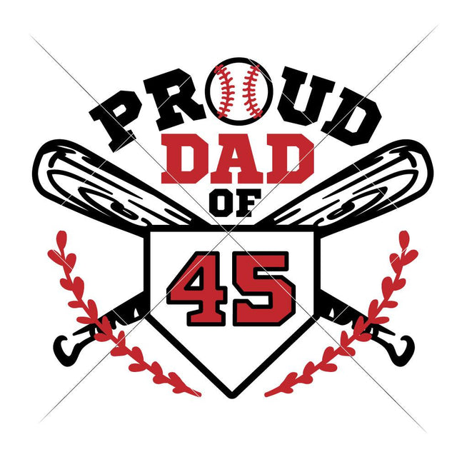 Proud Dad of # Baseball Softball Home plate bats SVG Chameleon Cuttables 
