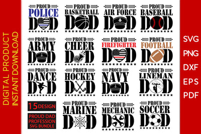 Proud Dad Profession SVG Bundle Cut File SVG Creativedesigntee 