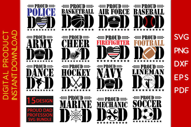 Proud Dad Profession SVG Bundle Cut File SVG Creativedesigntee 