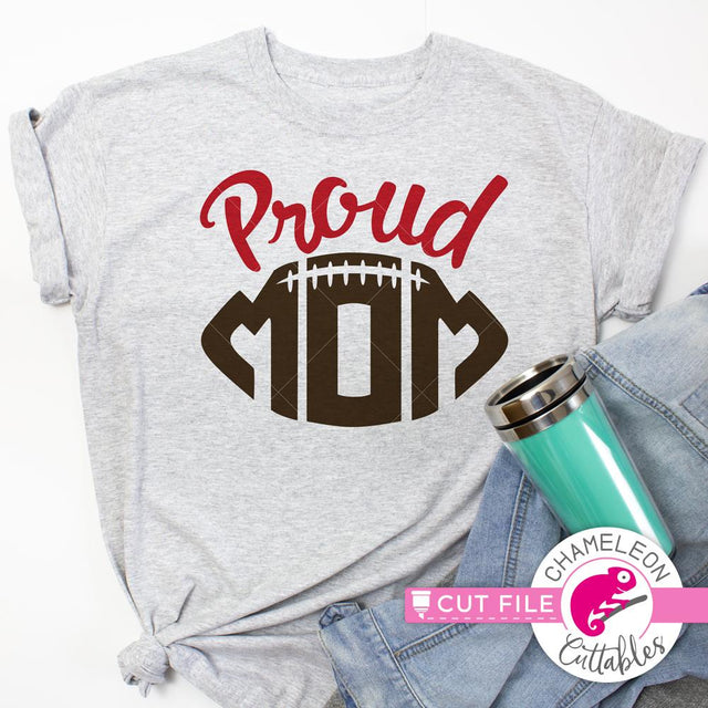 Proud Football Mom SVG Chameleon Cuttables 