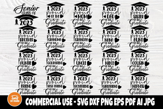 Proud Graduate 2023 SVG Bundle, Family Graduation Cut Files SVG TonisArtStudio 