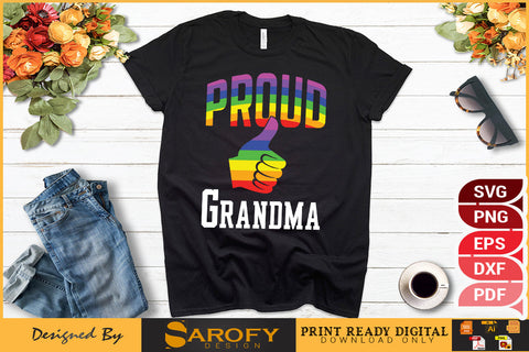 Proud grandma funny LGBTQ gay pride month vector rainbow SVG SVG Sarofydesign 