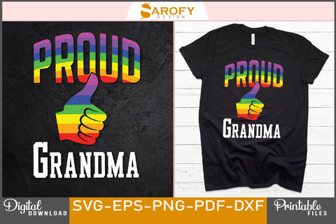 Proud grandma funny LGBTQ gay pride month vector rainbow SVG SVG Sarofydesign 