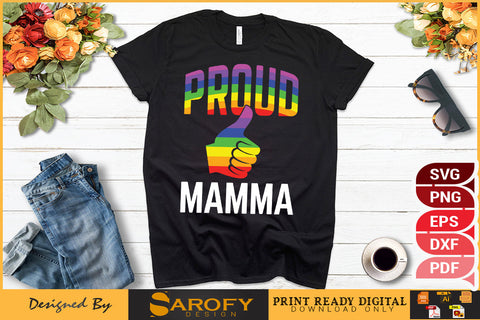 Proud mamma LGBTQ funny gay pride month vector rainbow SVG SVG Sarofydesign 