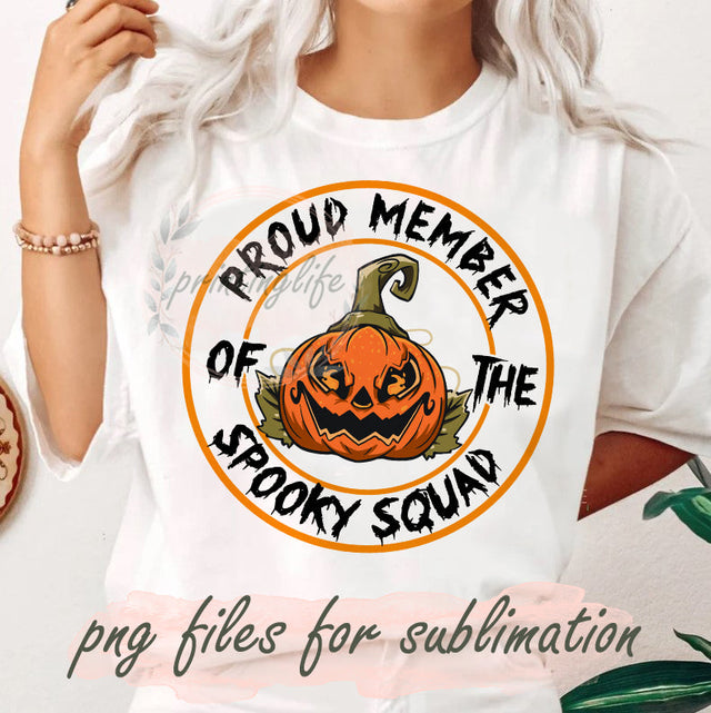 Proud Member Of The Spooky Squad Png Files For Sublimation, Spooky Squad Png, Halloween Png, Skeleton Design, Spooky Season Png, Flower Pumpkin Png Sublimation PrintingLife 