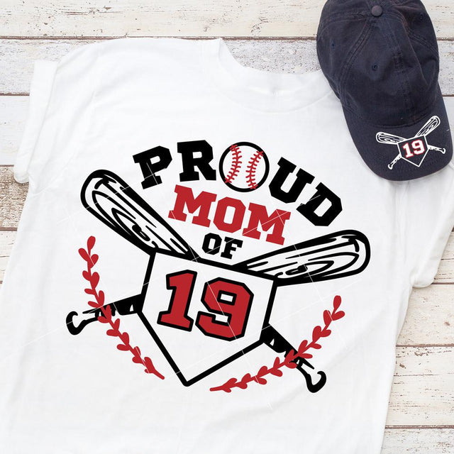Proud Mom of # Baseball Softball Home plate bats SVG Chameleon Cuttables 