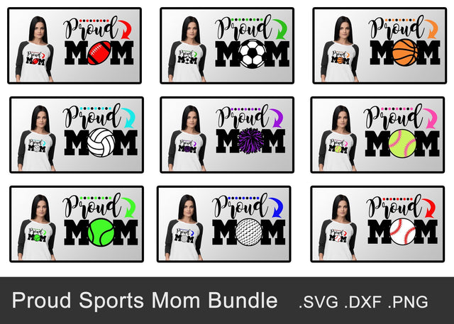 Proud Sports Mom Bundle SVG, DXF, PNG SVG Design Shark 