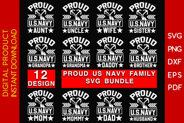 Proud US Navy Family Bundle SVG PNG PDF Cut File SVG Creativedesigntee 