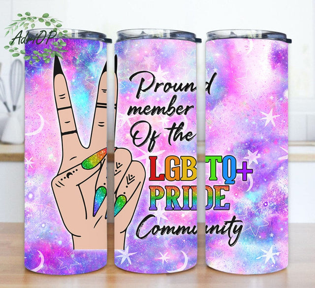 Pround Member Of The LGBTQ Pride Community Design Tumbler, LGBTQ 20oz Skinny Tumbler, Nails Hand Tattoo Tumbler Png, Gay Pride Time Sublimation Png, Digial Download Sublimation AdriOP 