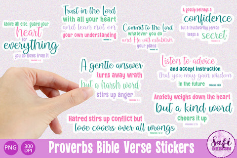 Proverbs Bible Verse Printable Stickers SVG Safi Design 
